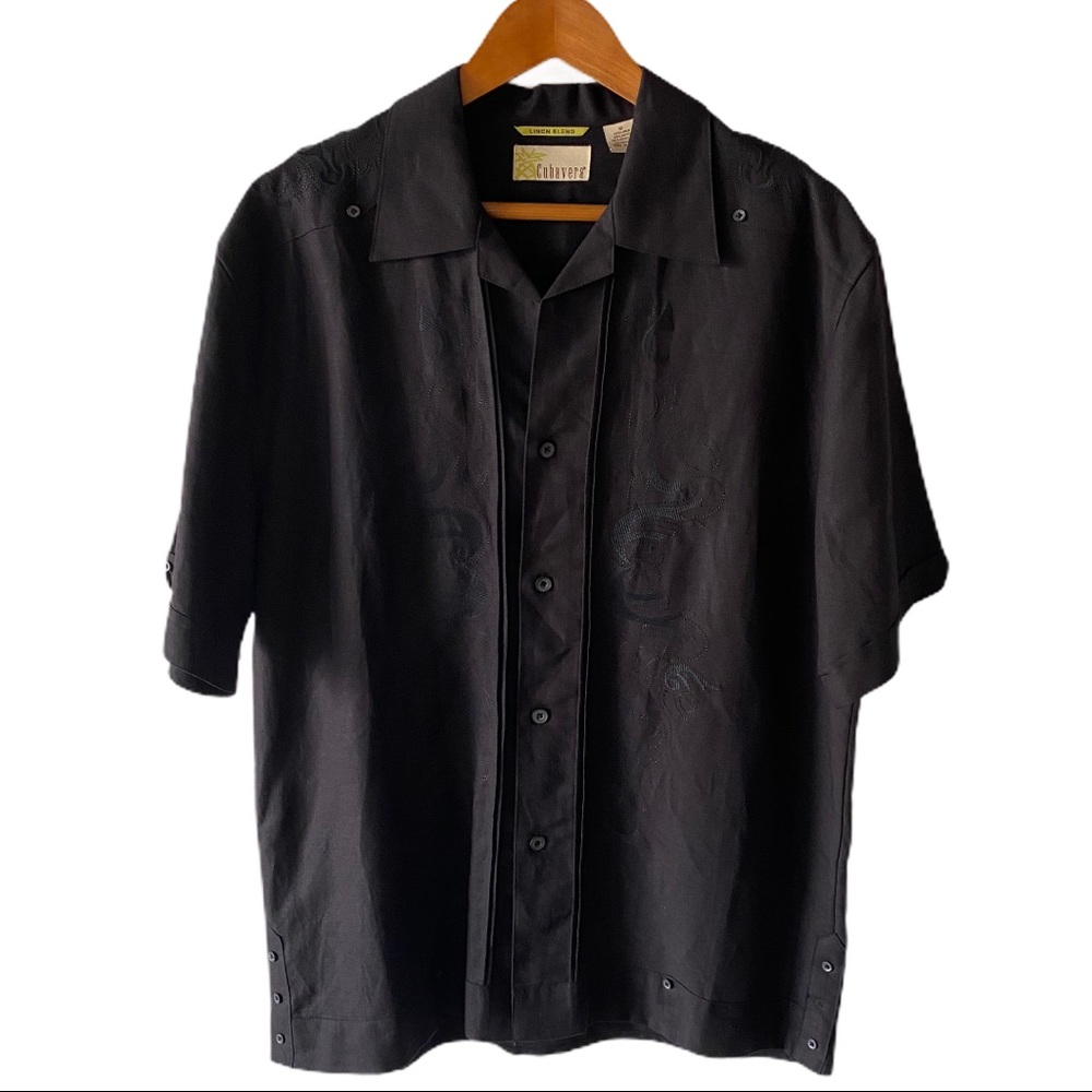 Cubavera Linen Blend Embroidered Button Down Shirt